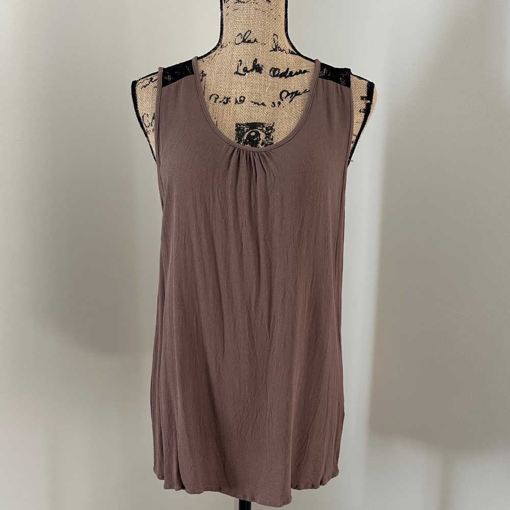 Pleione Brown Tank Top with Black Accents